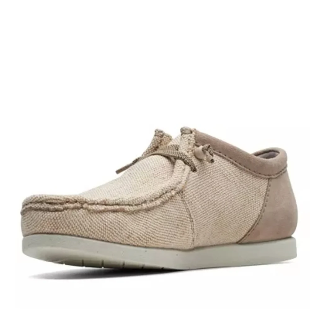 Clarks | Shacrelite Moc Toe Natural Woven Cotton Genuine Leather Suede Loafers